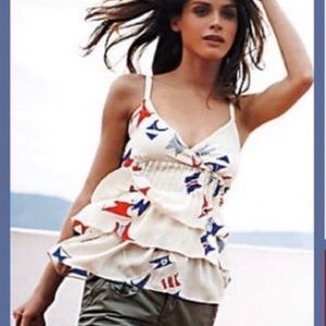 Anthro We Love Vera Silk Banderole Tank sz 8